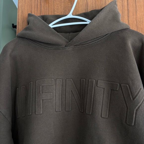 PacSun Brown "Infinity" Puff Print Hoodie Oversized Streetwear Sweatshirt - Picture 3 of 8